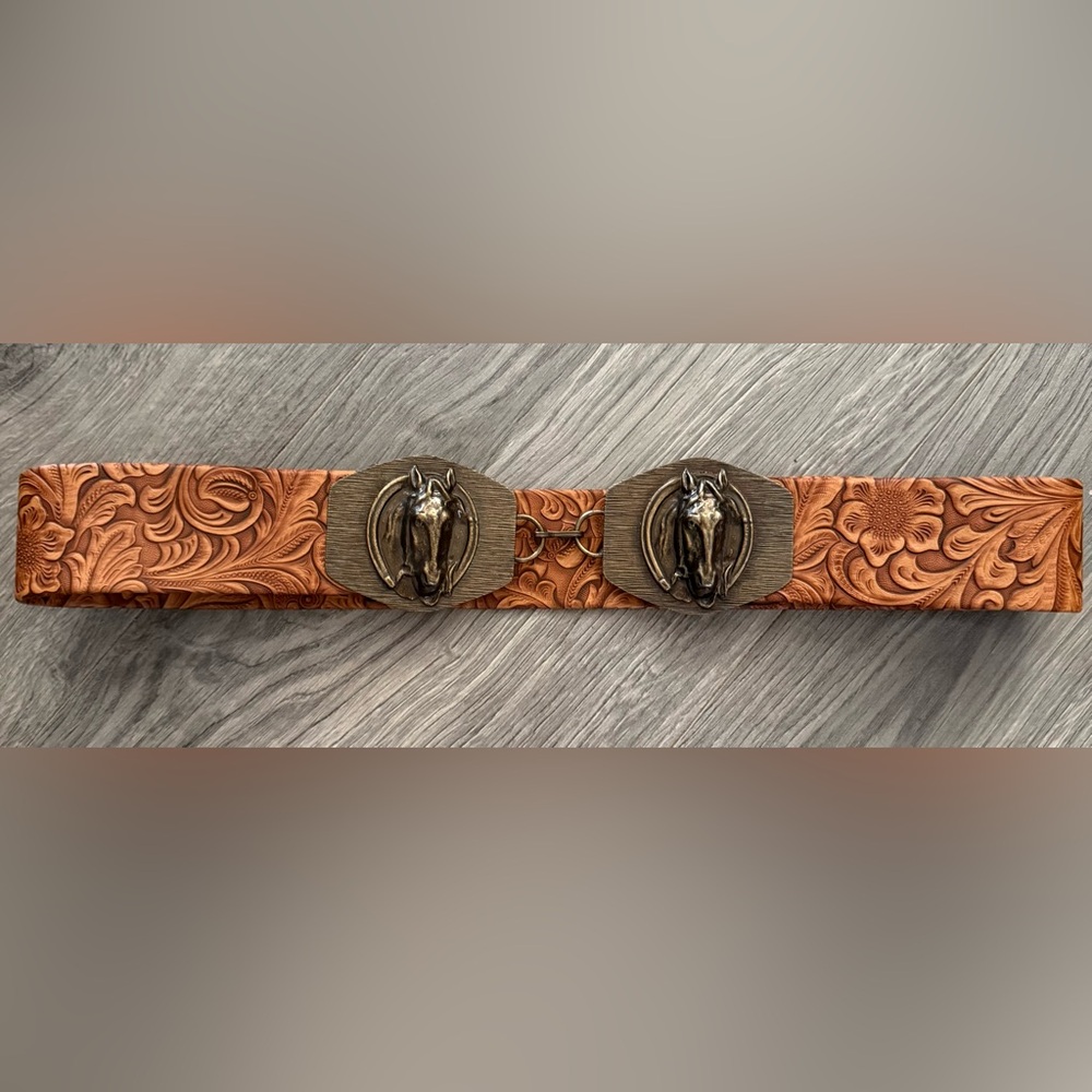Custom Leather Double Horse-head Buckle Belt